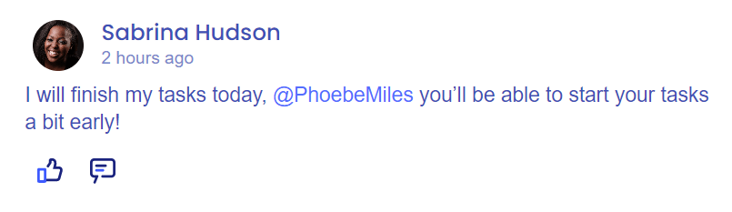 Comment From Sabrina Hudson to Phoebe Miles